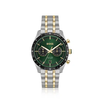 Hugo Boss Green-dial Watch With Gold-effect Bracelet In Multi