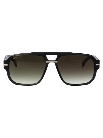 Hugo Boss Grey Acetate Sunglasses In Black