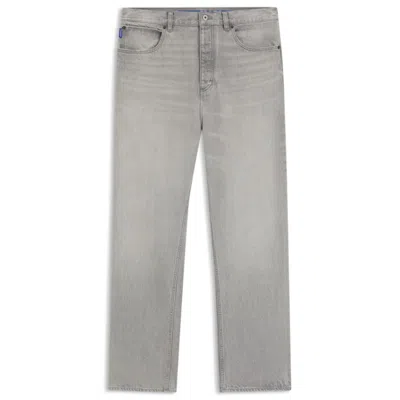 Hugo Boss Grey Baggy-fit Jeans In Stonewashed Denim In Gray