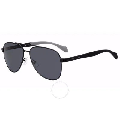 Hugo Boss Grey Blue Pilot Men's Sunglasses Boss 1077/s 0003/ir 60 In Black / Blue / Grey