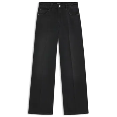 Hugo Boss Grey Boyfriend-fit Jeans In Rigid Denim In Black