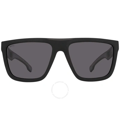 Hugo Boss Grey Browline Men's Sunglasses Boss 1451/s 0o6w/ir 59 In Black / Grey