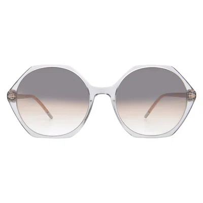 Hugo Boss Grey Brown Hexagonal Ladies Sunglasses Boss 1585/s 0kb7/pr 56