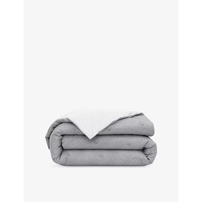 Hugo Boss Double B-print Cotton Duvet Cover In Grey