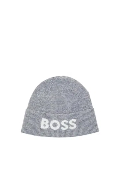 Hugo Boss Grey Elios Logo Beanie