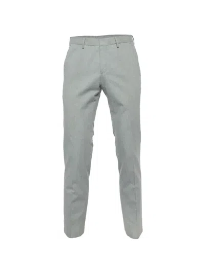 Pre-owned Hugo Boss Grey Herringbone Cotton Trousers In Gray