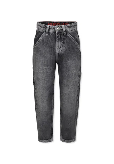 Hugo Boss Kids' Grey Jeans For Boy With Logo