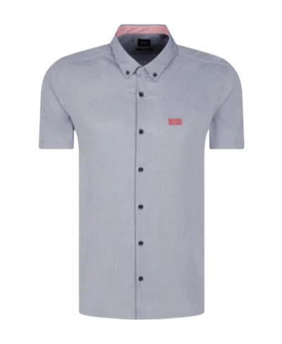 Hugo Boss Grey Logo Detail Short-sleeved Shirt In Gray