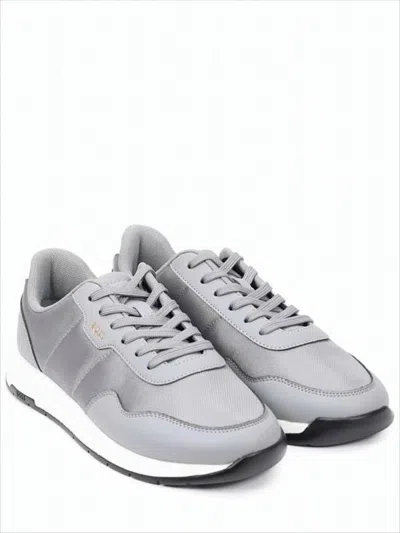 Hugo Boss Grey Low-profile Sneakers With Lace-up Detailing In Gray