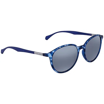 Hugo Boss Grey Mirror Round Men's Sunglasses Boss 0822/s Yx2 53 In Blue