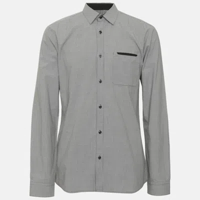 Pre-owned Hugo Boss Grey Plaid Cotton Long Sleeve Slim Fit Shirt S