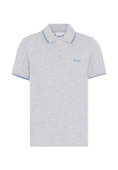 Hugo Boss Kids' Grey Polo Shirt For Boy With Polo In Gray