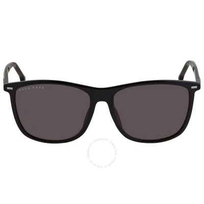 Hugo Boss Grey Rectangular Men's Sunglasses Boss 1215/f/sk 0807/ir 59 In Black / Grey