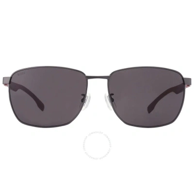 Hugo Boss Grey Rectangular Men's Sunglasses Boss 1469/f/sk 0r80/ir 62 In Grey / Ruthenium