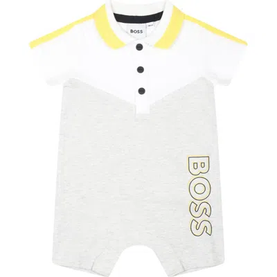 Hugo Boss Grey Romper For Baby Boy With Logo