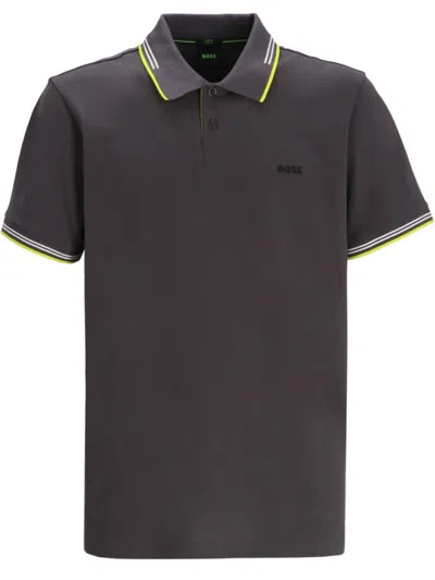 Hugo Boss Grey Slim Fit Logo Polo In Blue