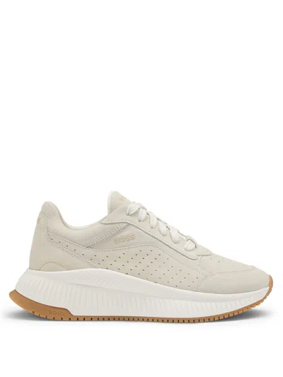 Hugo Boss Grey Suede Sneakers In Gray