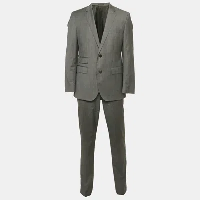 Pre-owned Hugo Boss Grey Wool Tailored Super 100 Suit L In Gray