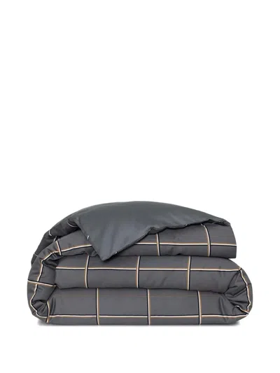 Hugo Boss Grid-pattern Cotton Duvet Cover In Gray