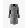 Hugo Boss Gris Brand-embroidered Tie-waist Cotton-blend Robe In Gris