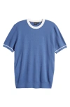 Hugo Boss Grosso Short Sleeve Cotton Sweater In Blue