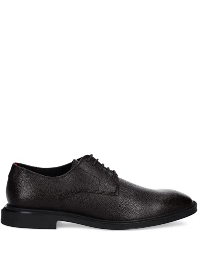 Hugo Boss Gryff Textured Leather Lace-up Shoes In Brown
