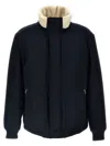 Hugo Boss Water-repellent Jacket With Faux-fur Collar In Blue