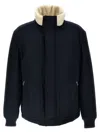Hugo Boss Water-repellent Jacket With Faux-fur Collar In Blue