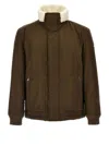 Hugo Boss Water-repellent Jacket With Faux-fur Collar In Brown