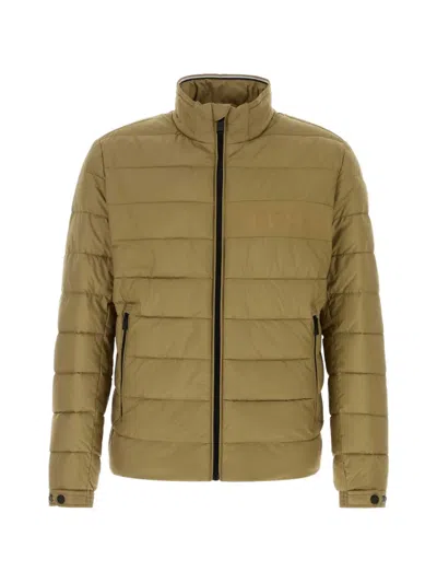 Hugo Boss Polyester Padded Jacket High Collar Pockets In Yellow