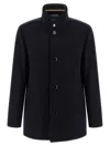 Hugo Boss Relaxed-fit Short Coat In Wool And Cashmere In Blue