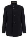 Hugo Boss Relaxed-fit Short Coat In Wool And Cashmere In Blue