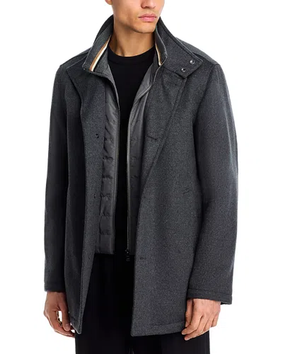 Hugo Boss H-coxtan Wool Blend Relaxed Fit Coat In Gray