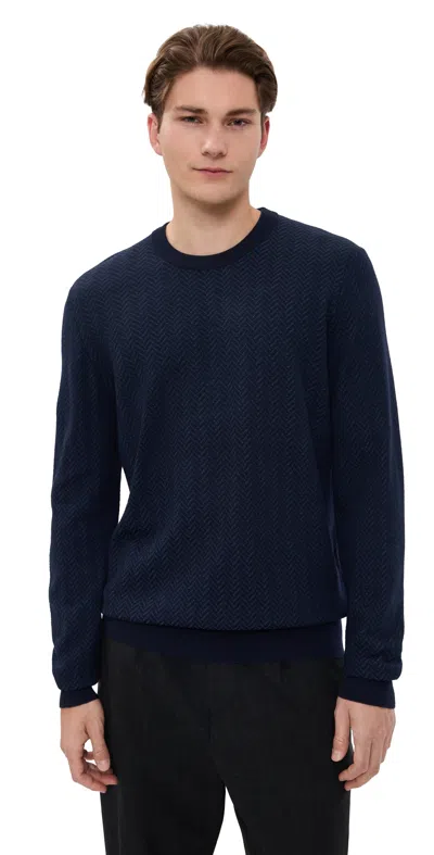 Hugo Boss H-habito Wool Crewneck Sweater Dark Blue