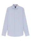 Hugo Boss Light Blue Cotton Shirt With Traditional Collar In Gray