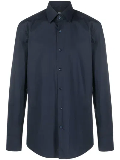 Hugo Boss Boss Roan Stretch Corduroy Button-up Shirt In Blue