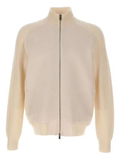 Hugo Boss H-hibisco Zip-up Cardigan In Neutral