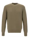 Hugo Boss H-hitalo Herringbone Round-neck Sweater In Green