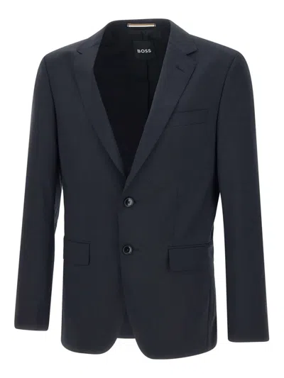 Hugo Boss Boss Single-breasted Two-button Jacket In Blue