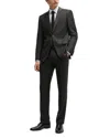 Hugo Boss H-huge Weave Textured Wool Slim Fit Suit In Dark Green