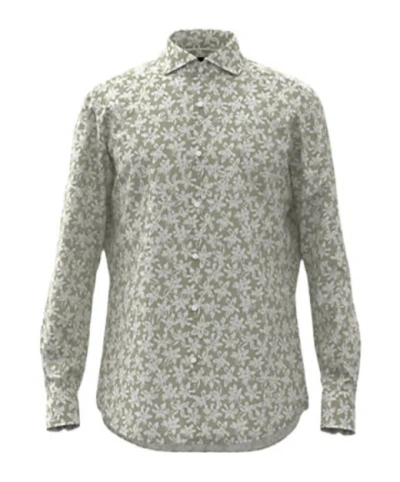 Hugo Boss H-joe Floral-print Shirt In Gray