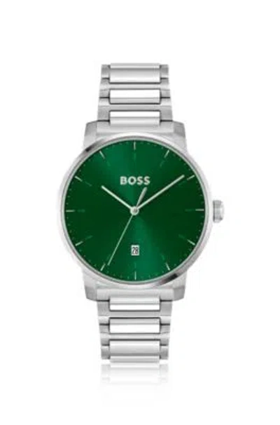 Hugo Boss H-link-bracelet Watch With Green Dial Men's Watches In Assorted-pre-pack