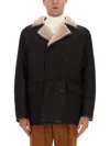 Hugo Boss Double-breasted Shearling Jacket Pockets In Black