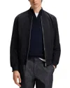 Hugo Boss Ribbed Collar Jacket Side Pockets In Blue