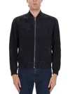 Hugo Boss Ribbed Collar Jacket Side Pockets In Blue