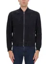 Hugo Boss Ribbed Collar Jacket Side Pockets In Blue
