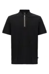 Hugo Boss Mercerized Cotton Polo Shirt With Contrast Zip In Black
