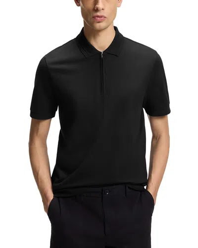 Hugo Boss H Paras Quarter Zip Polo Shirt In Black
