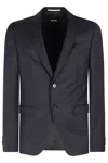 Hugo Boss Boss Notched Lapel Padded Shoulder Jacket With Eyelet Design In Dark Blue