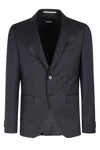 Hugo Boss Boss Notched Lapel Padded Shoulder Jacket With Eyelet Design In Dark Blue